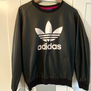 Adidas faux leather sweatshirt